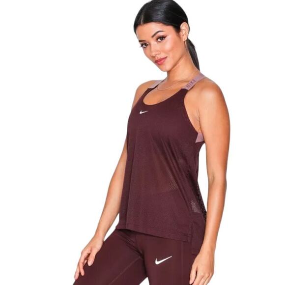 Nike Women's Burgundy Pro Training Elastika Mesh Activewear Tank Top Size XS - Picture 1 of 11